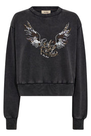 Cosette O-LS Deco Sweatshirt | Phantom | Bluse fra Mos Mosh
