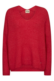 Thora V-Neck Knit  | Chinese Red | Strik fra Mos Mosh