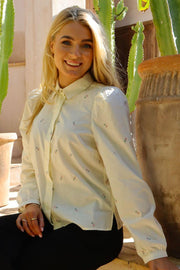Flora Ls Blouse | Ivory Rose Flower | Skjorte fra Liberté