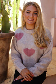 Fro Heart Pullover | Ivory Rose Heart | Strik fra Liberté