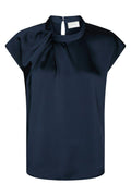 Fleur Drapy Satin Blouse | Navy | Bluse fra Neo Noir