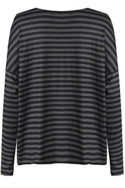 Alma Ls Top | Dark Grey Black Stripe | Bluse fra Liberté