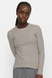 SRFenja Stripe O-neck Top SR124-303 | Morel | T-shirt fra Soft Rebels