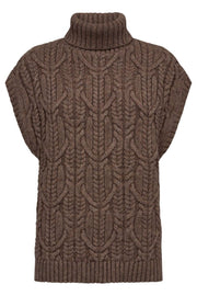 Row Oversize Cable Knit Vest 32222 | Walnut | Strik fra Co'couture