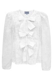 Manni Ls V Neck Blouse | White Butterfly | Bluse fra Liberté