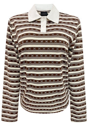 Polo Ls Bow Shirt | Brown Creme Bow Stripe | Bluse fra Liberté