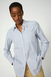 Elinda Slim Stripe Shirt | Brunnera Blue | Skjorte fra Mos Mosh