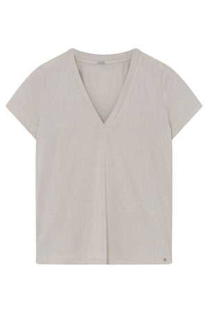 Ginnie V-neck t-shirt S/S | Almond | T-Shirt fra Gustav
