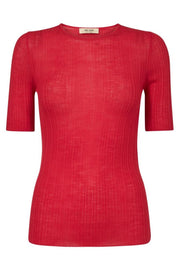 Bouch Rib SS Knit  | Chinese Red | Strik fra Mos Mosh