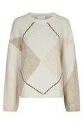 Inga Check Fluff Knit Blouse | Creme | Strik fra Neo Noir