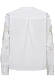 KelliseCC Lace Cut V-Shirt | White | Skjorte fra Co'couture