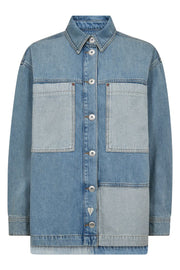 Lydia Block Shirt  | Mid Blue | Skjorte fra Mos Mosh