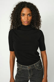 Relena Turtleneck SS Knit | Black | Strik fra Mos Mosh