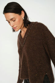 Zora V-Neck Bead Knit | Bracken | Strik fra Mos Mosh