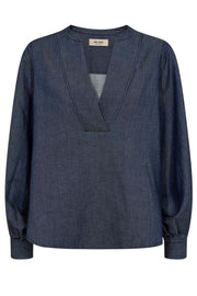 Yen Denim Blouse  | Dark Blue | Bluse fra Mos Mosh