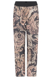Marisa, jersey pants | Dark Grey w. Coral Print | Bukser fra Gustav