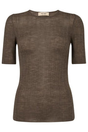 Bouch Rib SS Knit  | Chocolate Chip | Strik fra Mos Mosh