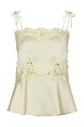 Kaela Heavy Sateen Lace Top | Light Yellow | Bluse fra Neo Noir