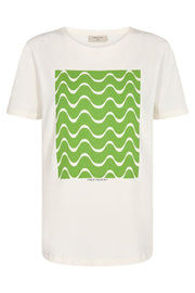 Fenjal Tee | Off-white w. Piquant Green | T-Shirt fra Freequent