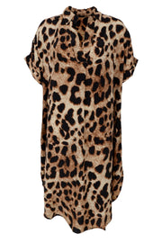 Luna S/S Kaftan Tunic | Golden Leopard | Kjole fra Black Colour