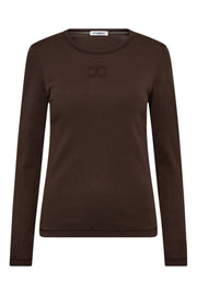 Granny Embroidery LS Tee 33180 | Dark Brown | T-Shirt fra Co'couture