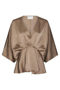 Rivina Heavy Sateen Blouse | Dark Taupe | Bluse fra Neo Noir