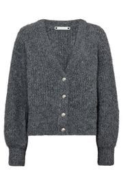 CoralieCC Button Rib Knit | Grey Melange | Strik fra Co'Couture