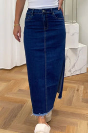Skirt JW2571 | Dark blue | Denim nederdel fra Marta du Chateau