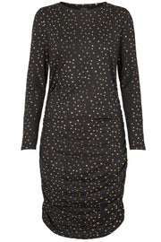 Alma Long Dress | Black Gold Dot 2 | Kjole fra Liberté