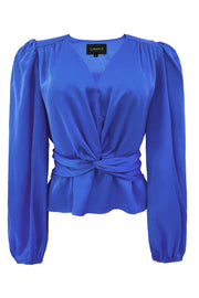 Tiki Ls Twist Blouse | Electric Blue | Bluse fra Liberté