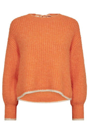 Coralie Bow LS Rib Knit 32157 | Orange | Strik fra Co'couture