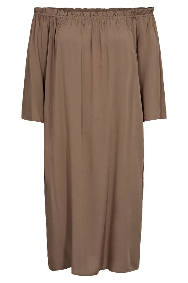 Odette Offshoulder Dress | Light Brown | Kjole fra Liberté