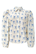 Flora Ls Blouse | Creme Blue Bow Hearts | Bluse fra Liberté – nedsat