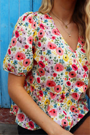 Ester Ss Blouse | Multicolor Flower | Bluse fra Liberté