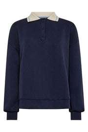Vada Polo Sweatshirt | Maritime Blue | Bluse fra Mos Mosh