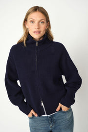 Amity Zip Knit Cardigan | Maritime Blue | Strik fra Mos Mosh