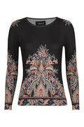 Mesh Ls Tshirt | Black Paisley | Bluse fra Liberté