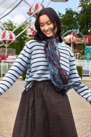 Dell Striped Knit Cardigan | Blue | Strikket Top fra Black Colour