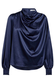 Cameron Waterfall LS Blouse | Navy | Skjorte fra Co'couture
