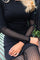 Isa Ls Lace Sleeve Blouse | Black Wavy Lines | Mesh bluse fra Liberté