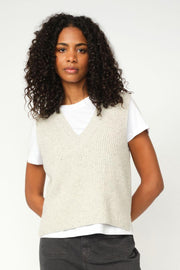 Zhara Thyra Knit Vest | Light Grey Melange | Strik fra Mos Mosh