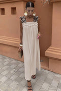 Leopard Strap Dress | Beige – nedsat