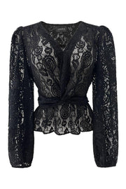 Tiki Ls Twist Blouse | Black Lace | Bluse fra Liberté