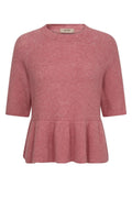 Thora SS O-Neck Frill Knit | Dusty Rose | Strik fra Mos Mosh – nedsat
