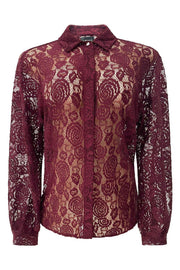 Lacy Ls Shirt | Bordeaux Lace | Skjorte fra Liberté