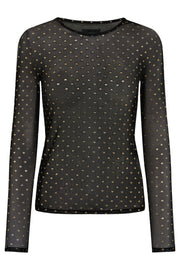 Mesh Ls Sparkle Tshirt | Black Gold Heart | Liberté