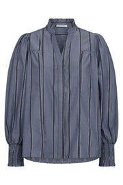Tessie Stripe V-Shirt | Antracit | Skjorte fra Co'couture
