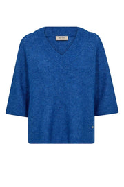Taci 3/4 V-Neck Knit | Blue Lolite | Strik fra Mos Mosh
