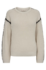 Ipen Pullover 204437 | Moonbeam w. Black | Strik fra Freequent