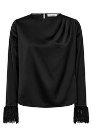 Adna Drape Feather Blouse 35665 | Black | Bluse fra Co'couture